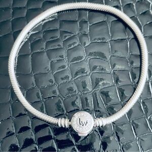 Long Way Pave CZ Snake Chain Sterling Silver Bracelet 8”
